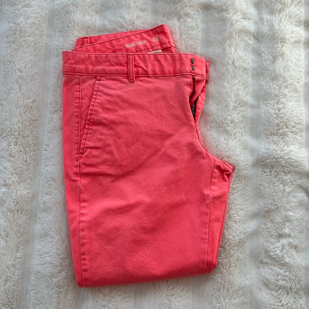 Bright peach pink orange kakis skinny mini pants